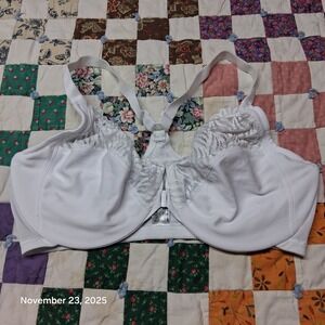 Glamorise Front Close‎ T Back WonderWire Bra Size 40F Gray Blue 1246